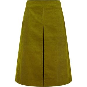 Tory Burch A-line corduroy green skirt
